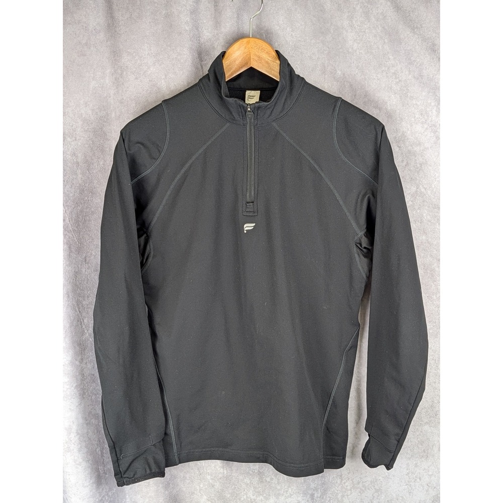 Fabletics Mens Quarter Zip Pullover Black Long Sleeve Running Training Top S